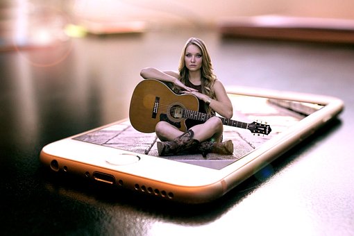 Pop Ud, Mobil, Telefon, Guitar, Kvinde