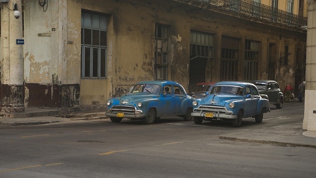 Cuba, Havana, Strada, Vehicul, Albastru