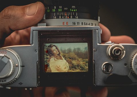Vintage, Viejo, Cámara, Foto, Retrato