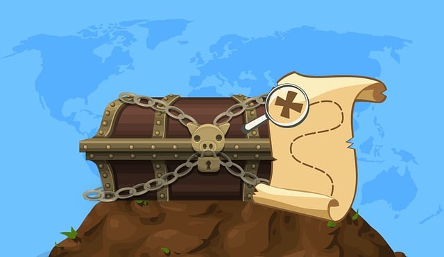 Free treasure box map illustration