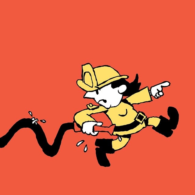 Free firefighter hose running illustration