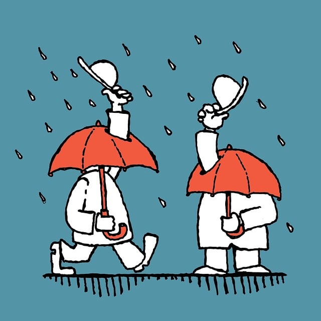 Free rain umbrellas hats illustration
