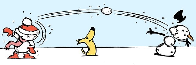 Free snow ball fight snowman illustration