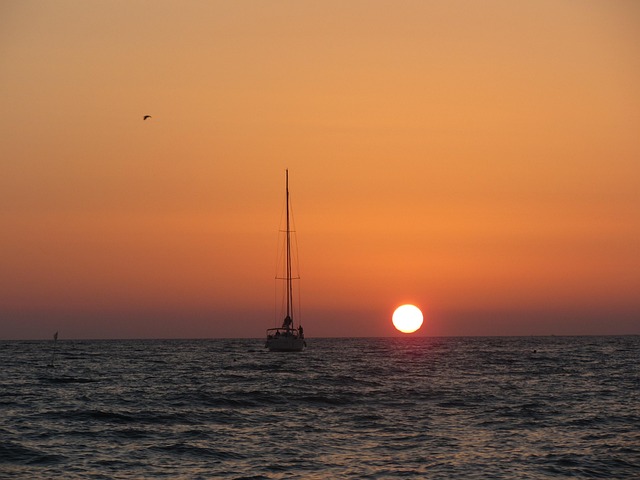 Mar, Sol, Entre, Océano, Playa, Amanecer