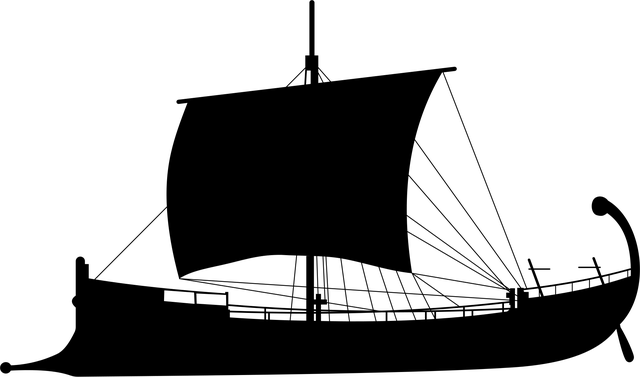 Free ancient ship silhouette vector