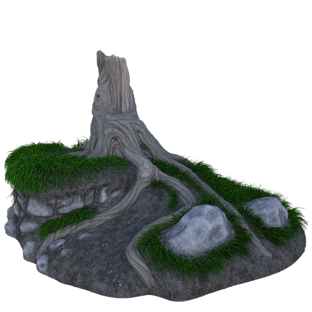 Free tree trunk rocks stump illustration