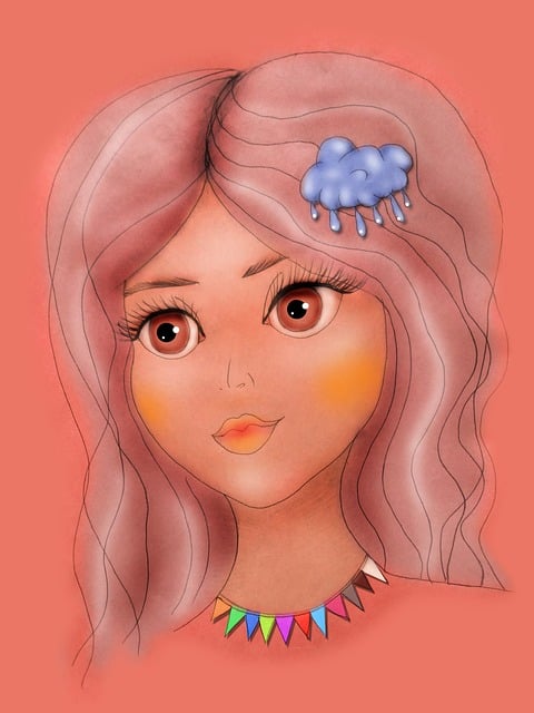 Free young woman portrait brown eyes illustration