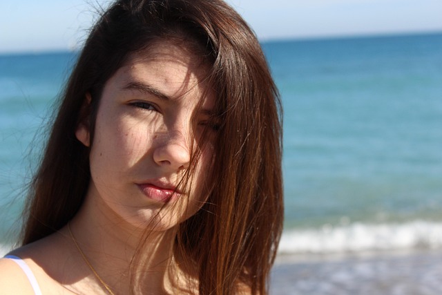 Mar, Retrato, Beleza, Jovem, Mulher