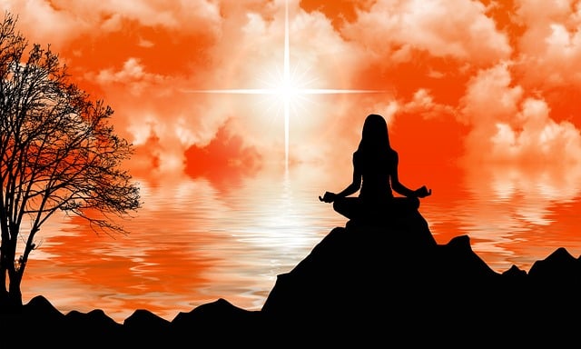 Free sunset looking silhouette illustration