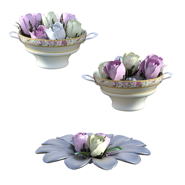 Free roses shabby chic vase illustration