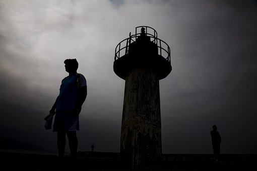 Faro, Silueta, Mar, Cielo, Torre