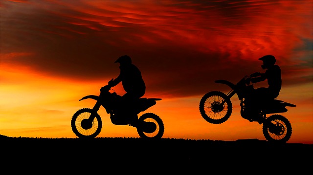 Free sunset motorcycles transport illustration
