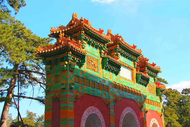 China, Árvore, Antigo Prédio Chinês