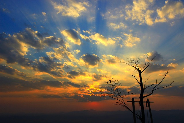 Solnedgang, Himmel, Baggrund, Solopgang