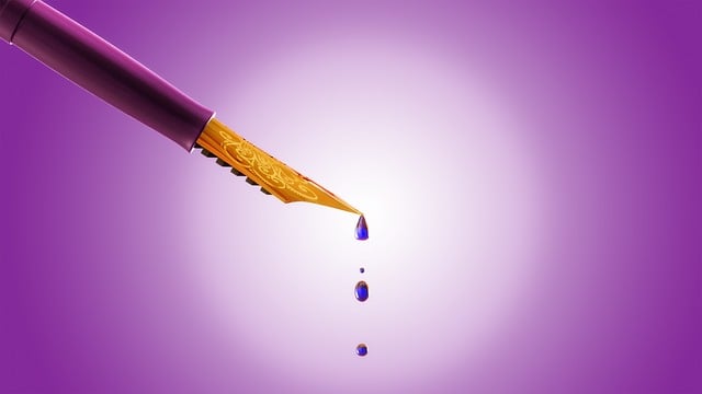 Blæk, Nib, Pen, Violet, Lilla, Gylden
