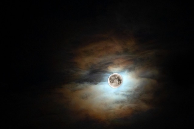 Noite, Nuvens, Lua, Paraíso, Universo