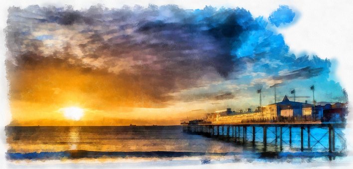 Paignton, Seebrücke, Sonnenaufgang