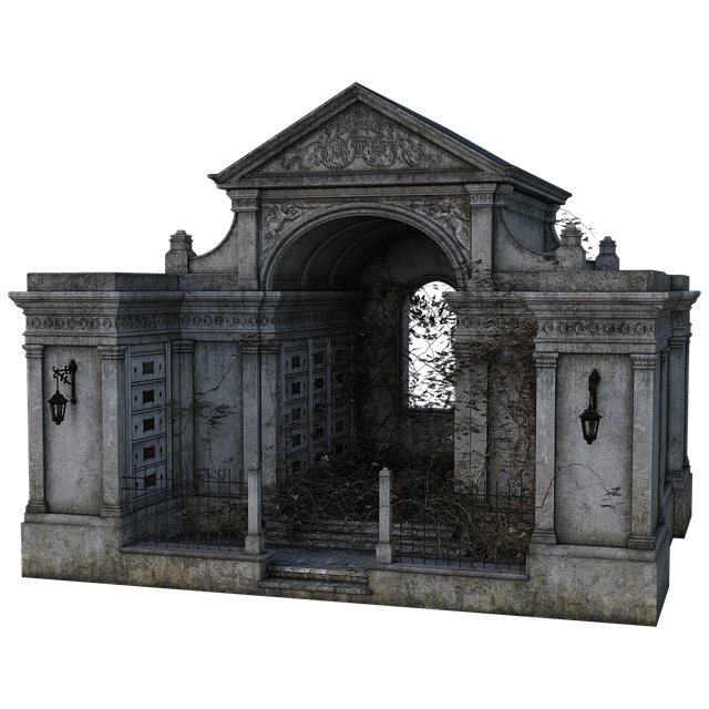 Free haunted building ivy illustration