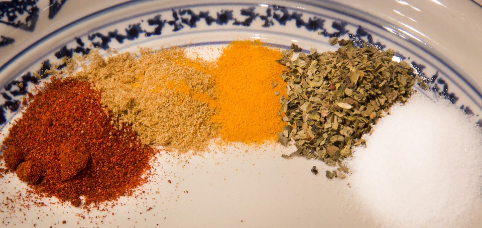 Épices, Plaque, Chili, Poivre, Cumin, Curcuma, Basilic