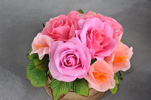 Crepe Papir, Smukke Blomster, Crepe