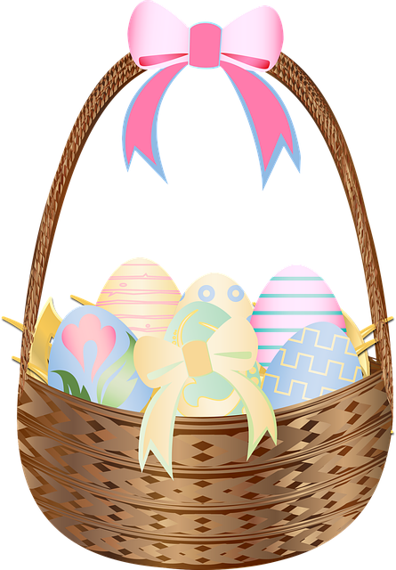 Free graphic easter basket easter eggs illustration