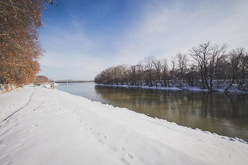 De Donau, Sneeuw, Winter, Rivier, Koude