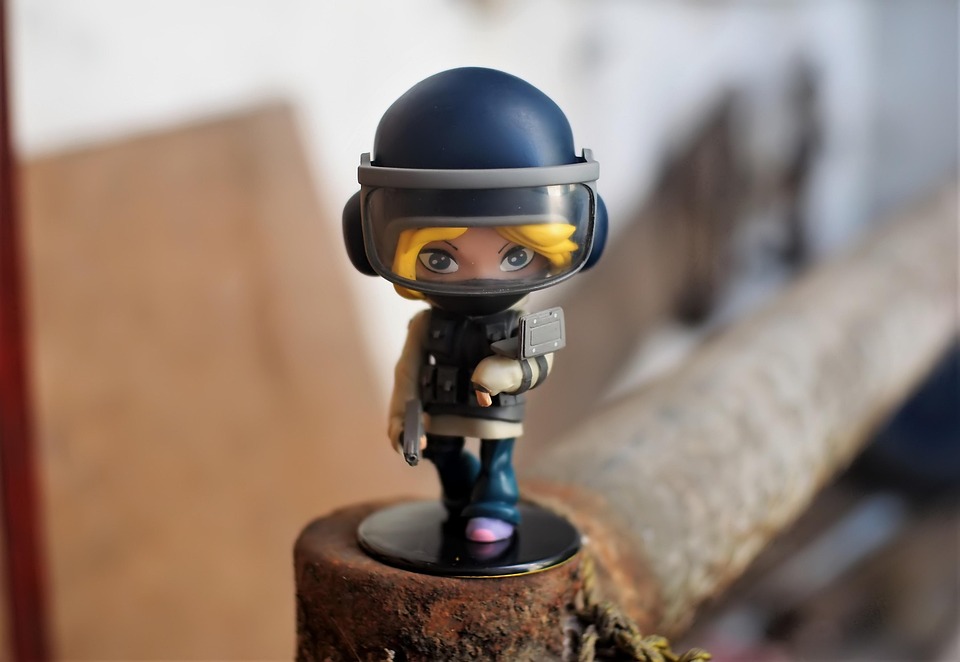 Jung, Mädchen, Spielzeug, Figurine, Polizei, Swat