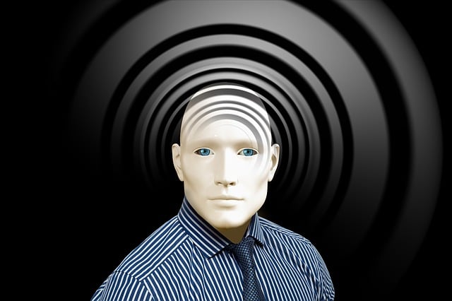 Free cyborg mask businessman illustration