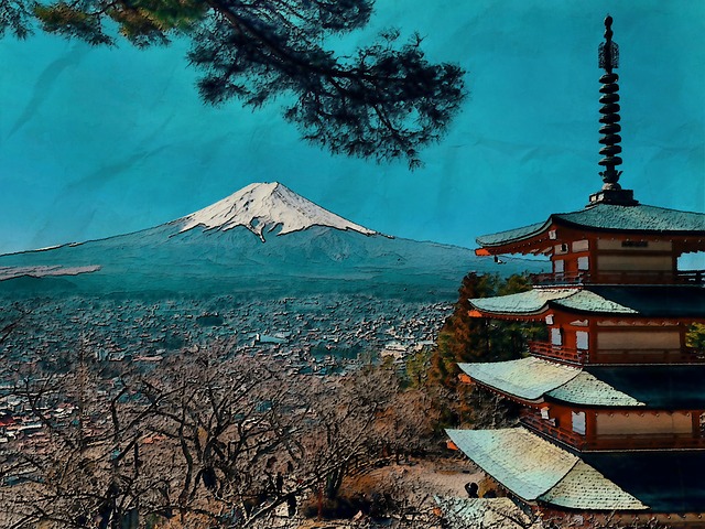 Free mount fuji old illustration