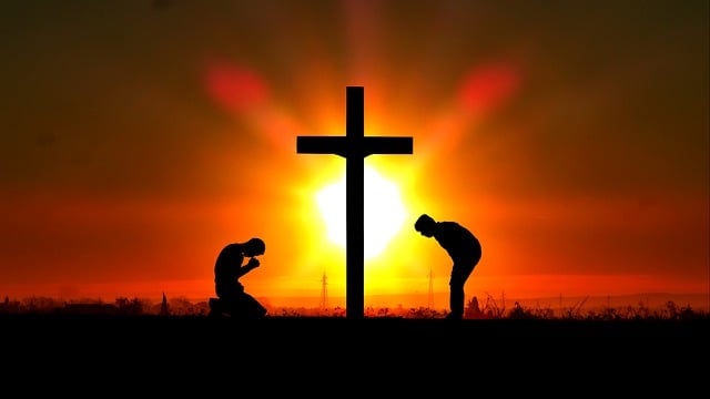 Free sunset cross christianity illustration
