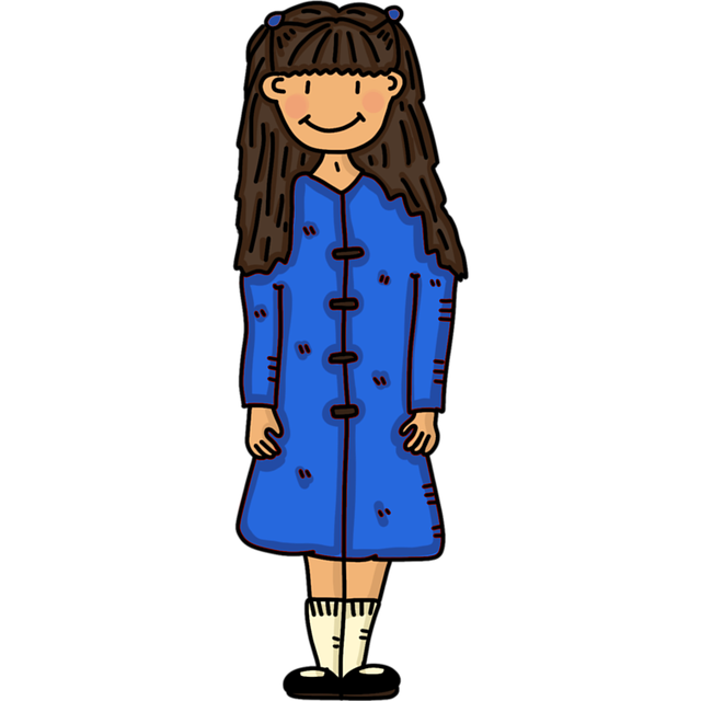 Free girl blue coat princess illustration
