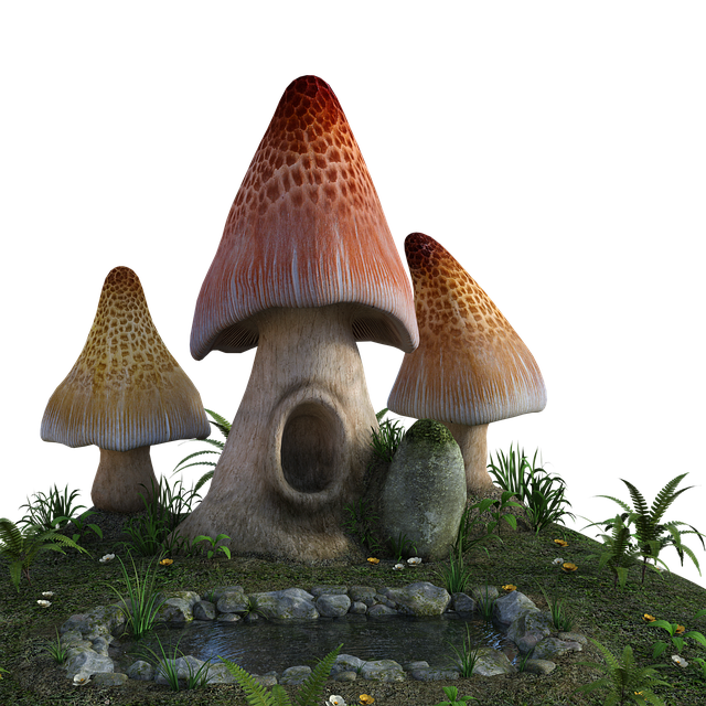 Pilze, 3D, Teich, Fantasie, Natur