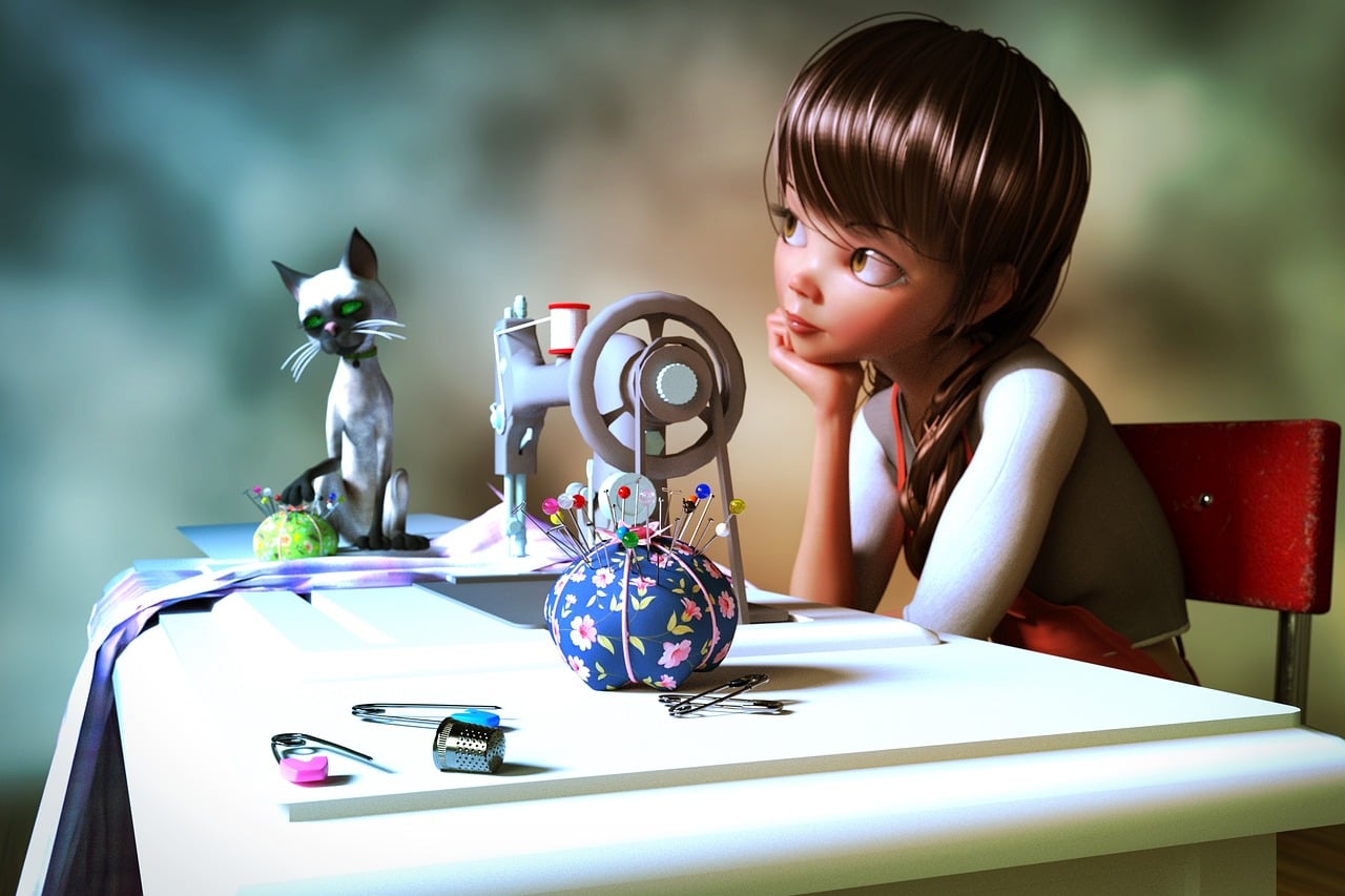 Download free HD stock image of Seamstress Profession Free seamstress profession fabrics illustration