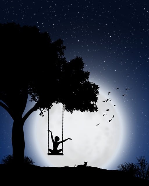 Free moon silhouette pet illustration