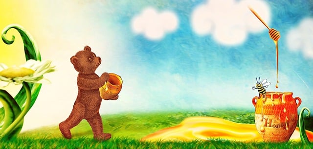 Free bear honey bee illustration
