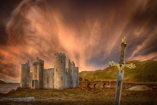 Castle, Sunset, Clouds, Medieval