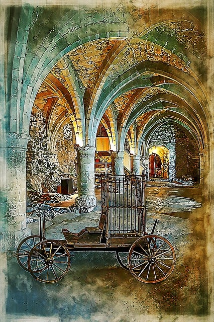Free arch medieval cloister illustration