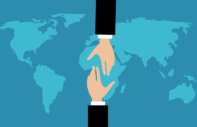 Free handshake teamwork world illustration
