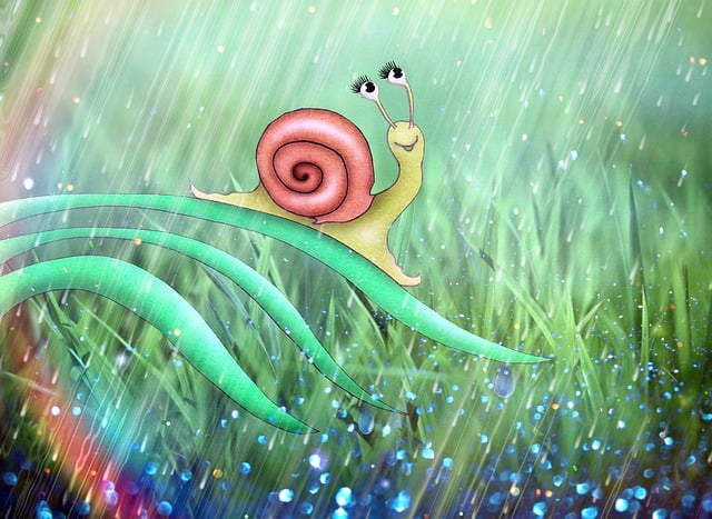 Free snail grass meadow illustration