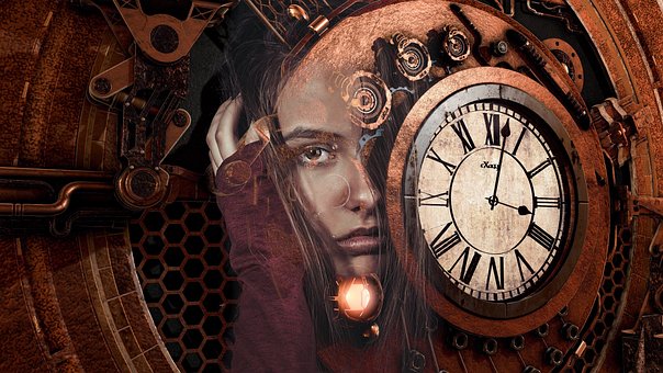 Steampunk, Pige, Kvinde, Trist, Tid, Ur