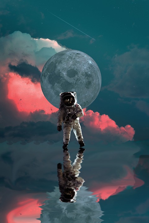 Astronauta, Księżyc, Przestrzeń, Nasa, Planeta, Gwiazda