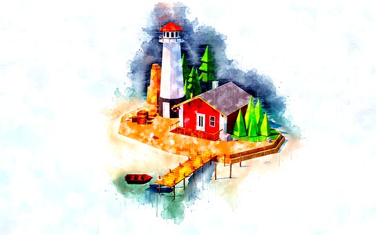 Free Island Watercolor illustration and picture