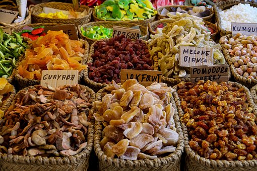 Frugt, Tørret, Tomater, Melon, Abrikoser