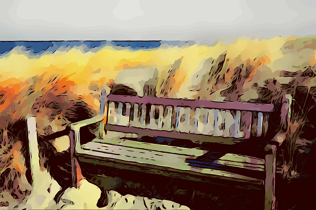 Free bench outerbanks dunes vector