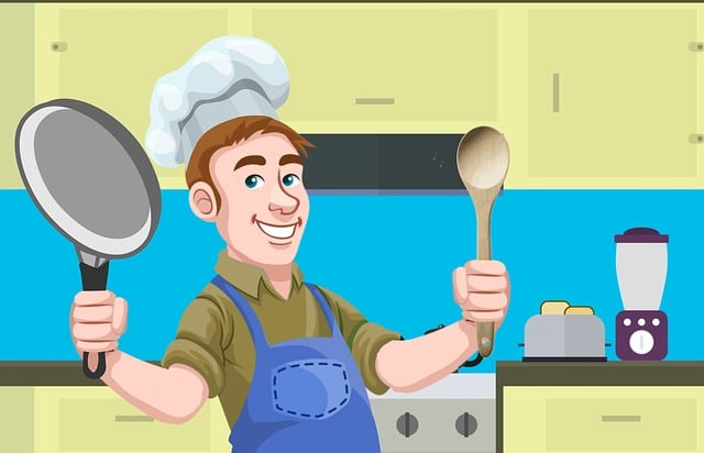 Free chef pan cooking illustration