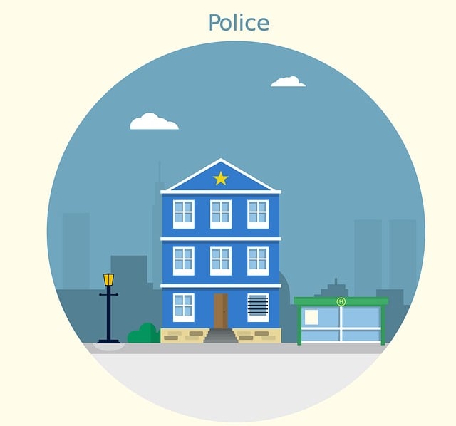 Free police station prosecution illustration