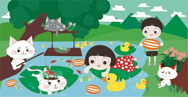 Free Water Cat illustration and picture