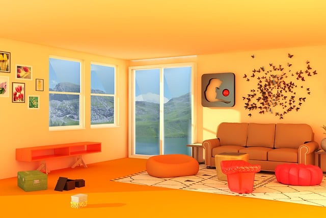 Free interior window carpet illustration