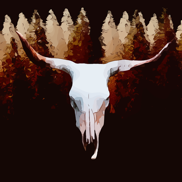 Free skull cattle trees vector