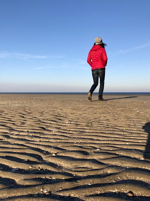 Römö, Strand, Sand, Kvinde, Himmel